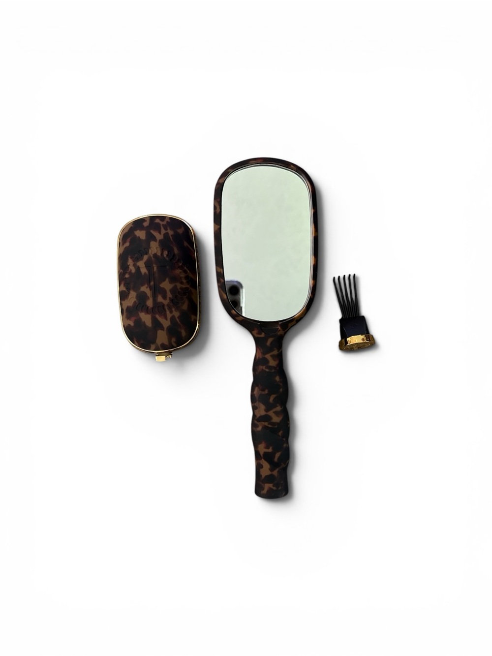 Teleties Tortoiseshell Paddle Hair Brush - Brown with Mirror and Brush Cleaner - Picture 5 of 7